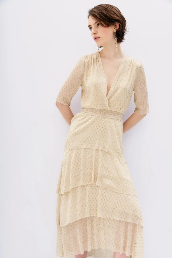 vestido foil gold