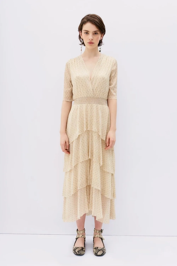 vestido foil gold
