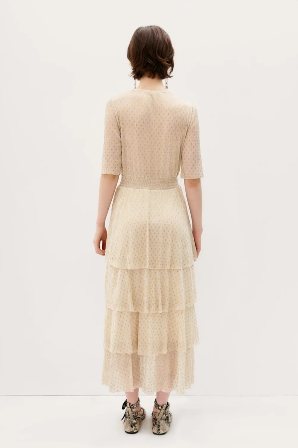 vestido foil gold