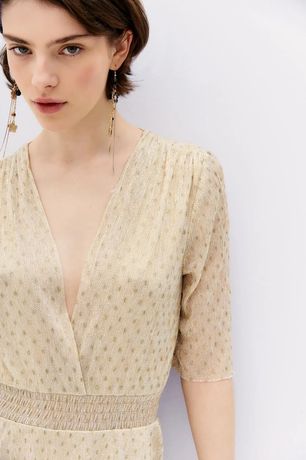 vestido foil gold