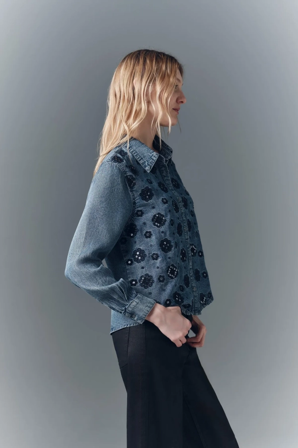 camisa crop denim