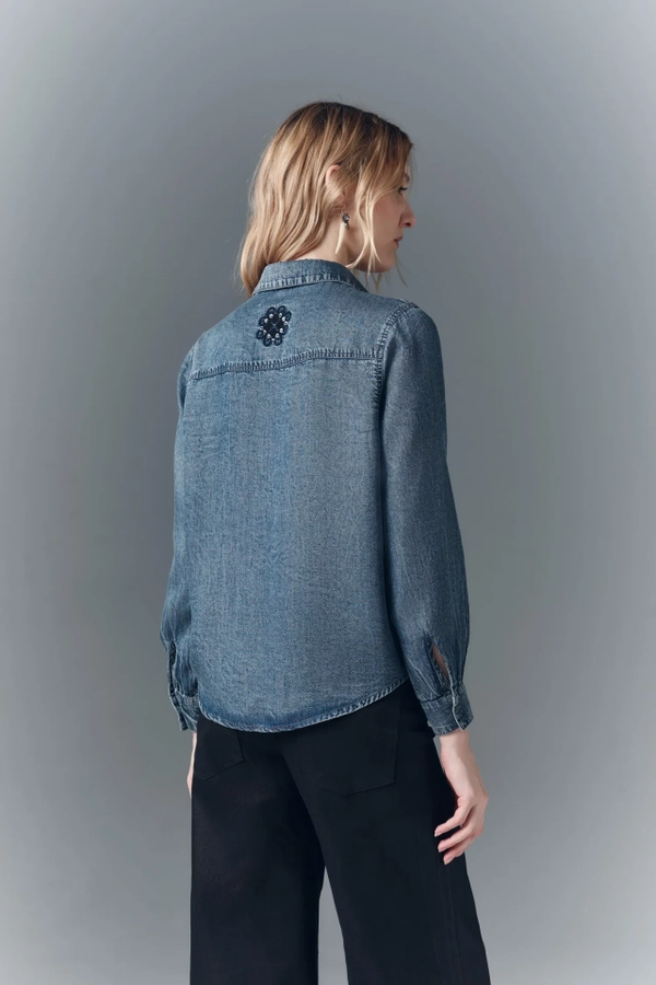 camisa crop denim
