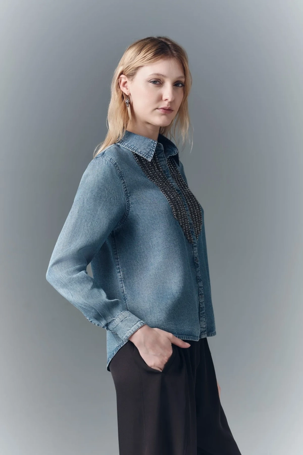 camisa crop metallic