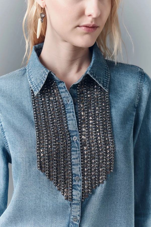 camisa crop metallic