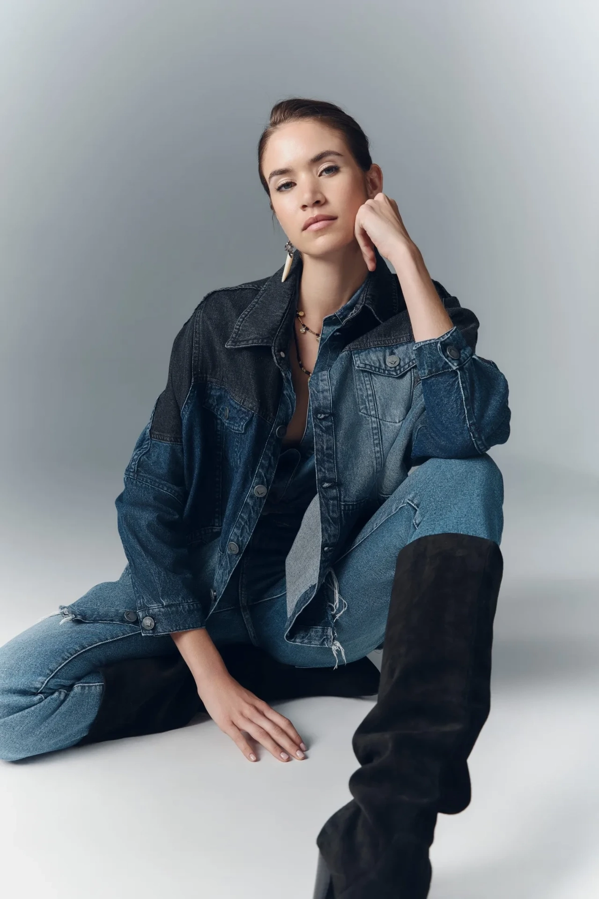 chaqueta patch blue denim