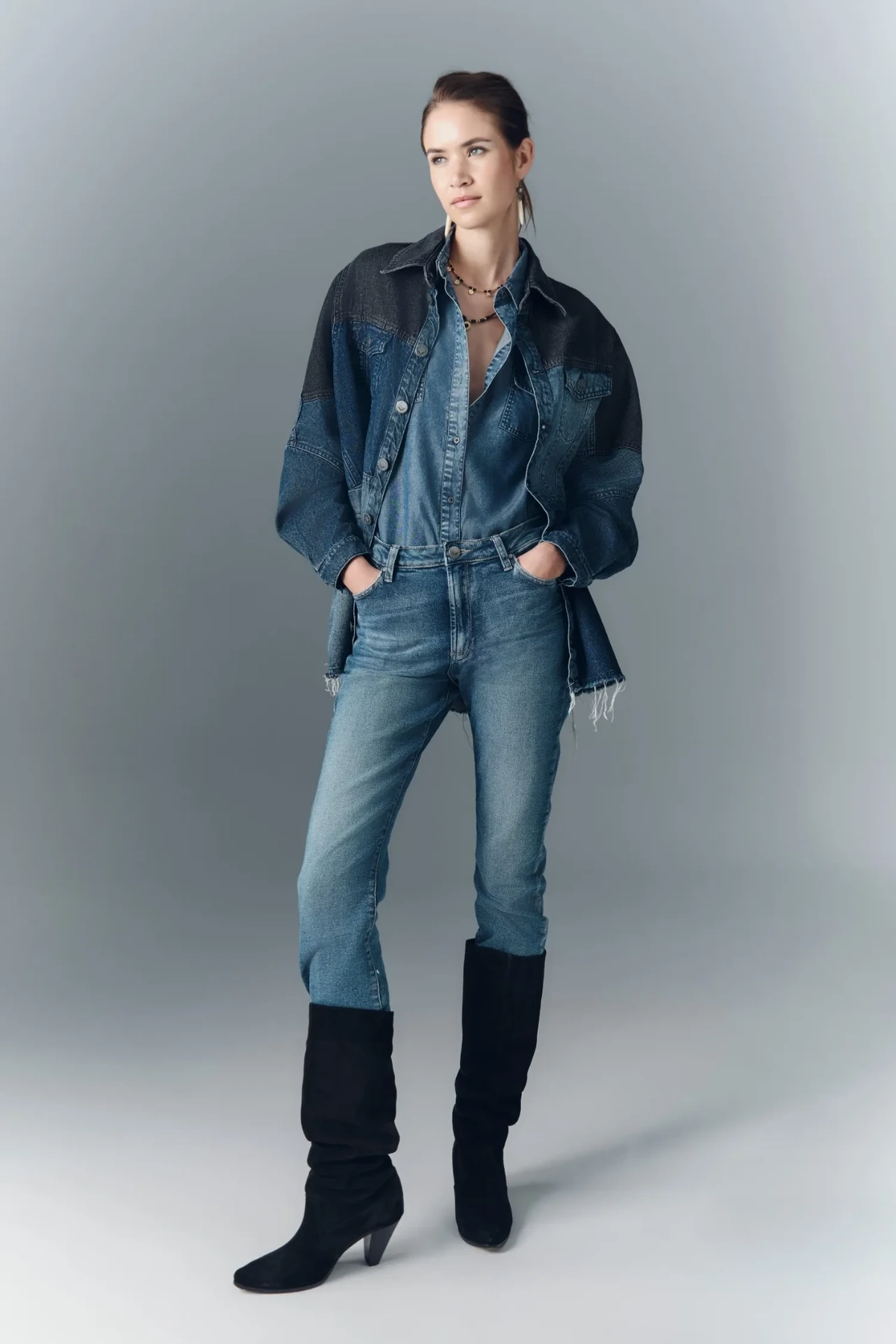 chaqueta patch blue denim