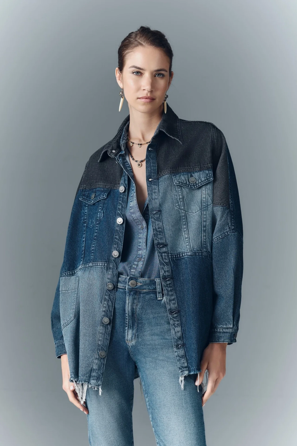 chaqueta patch blue denim