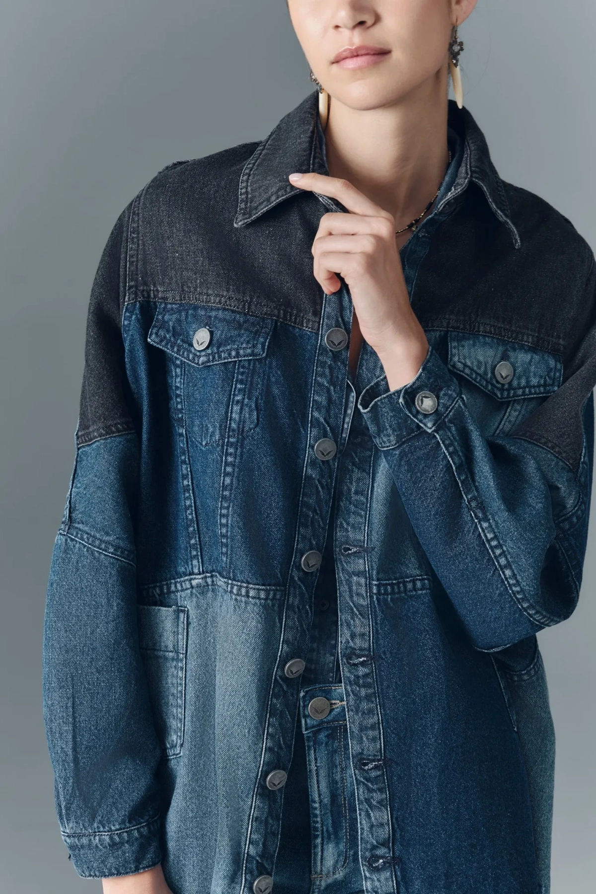 chaqueta patch blue denim