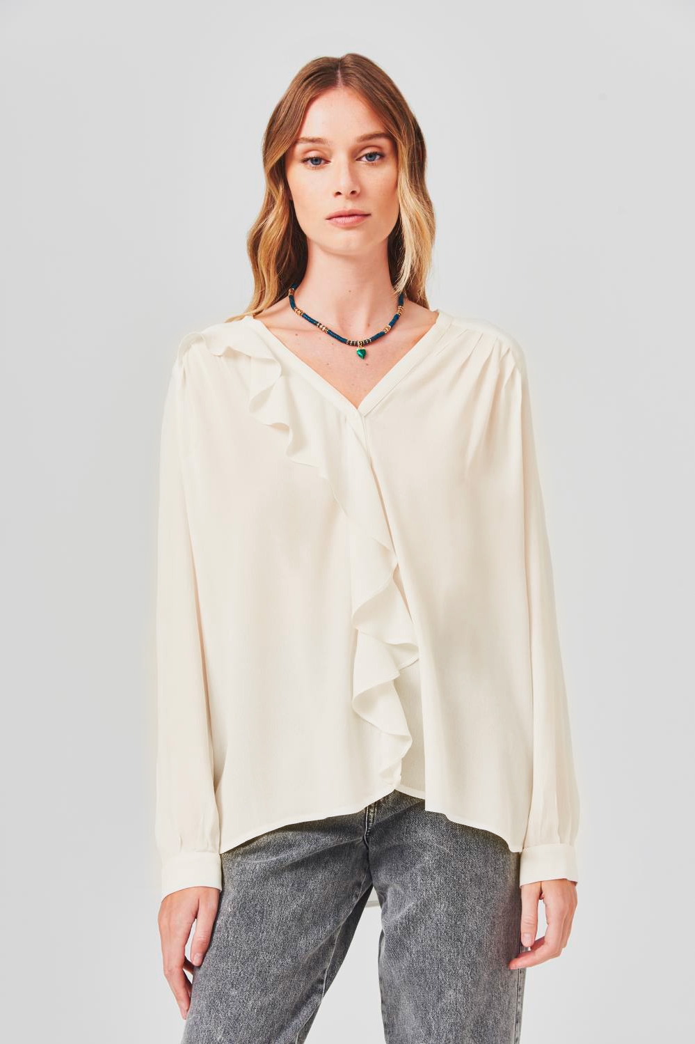 Camisa Frills Ecru