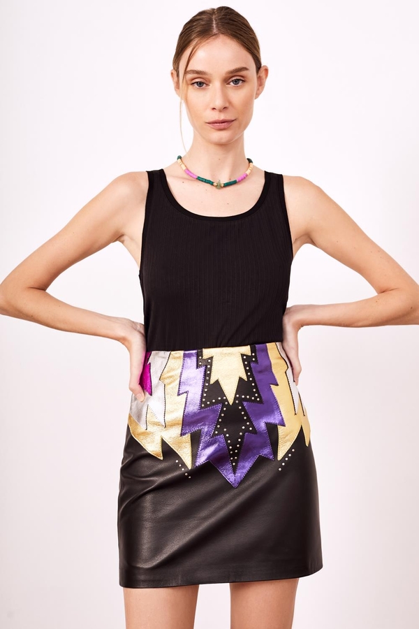 Falda Fire Metal Cuero