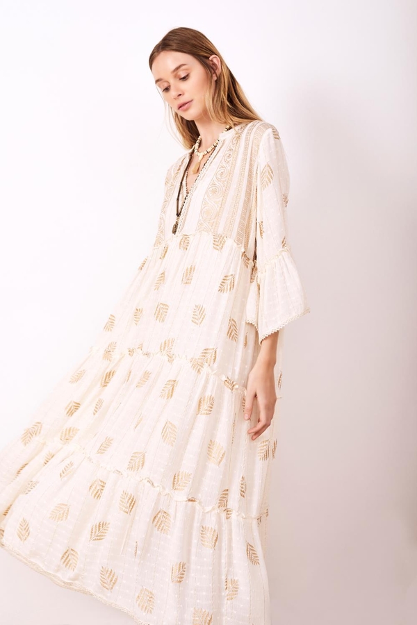 Vestido Block Gold Long