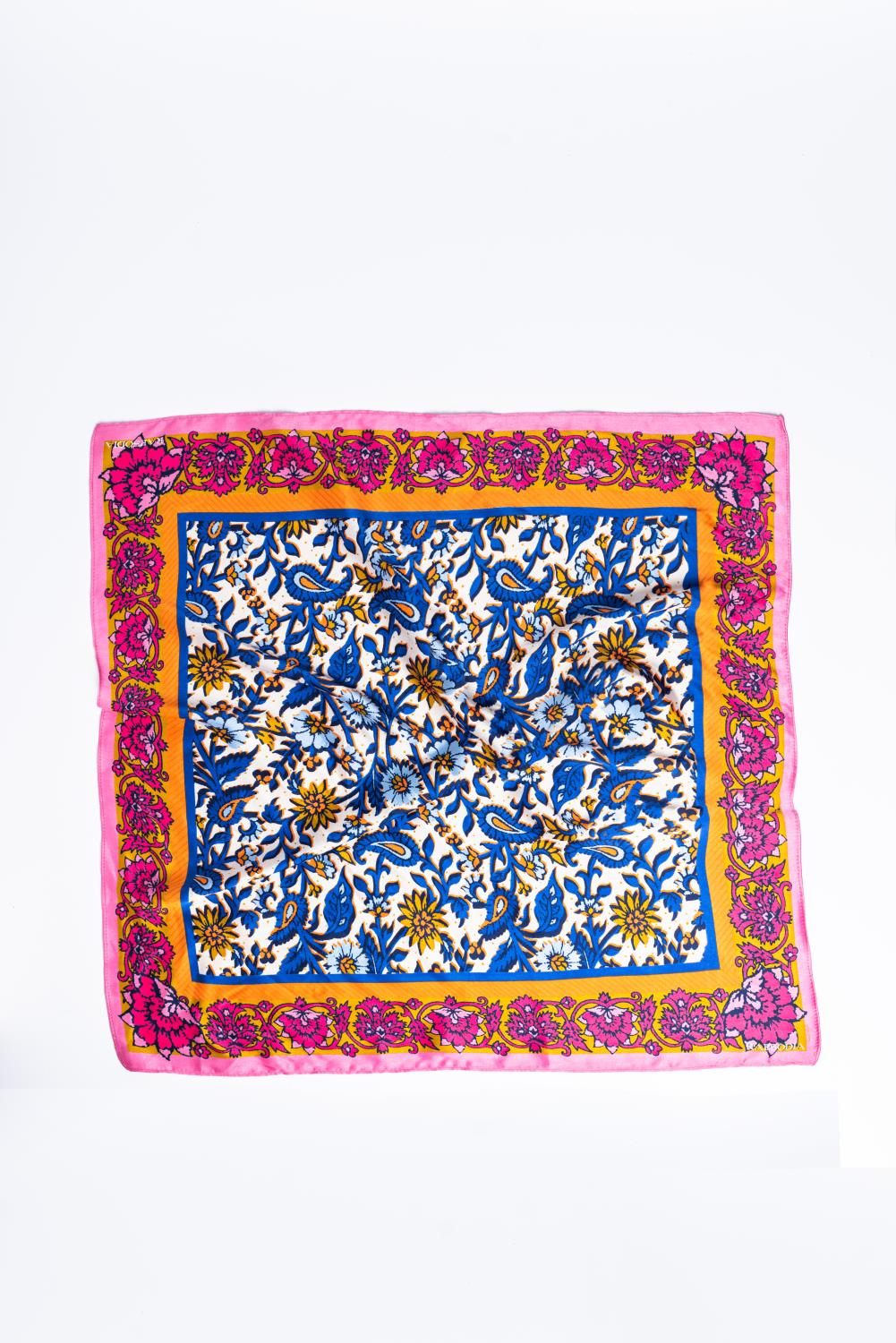 Pañuelo Flores Azul 60X60