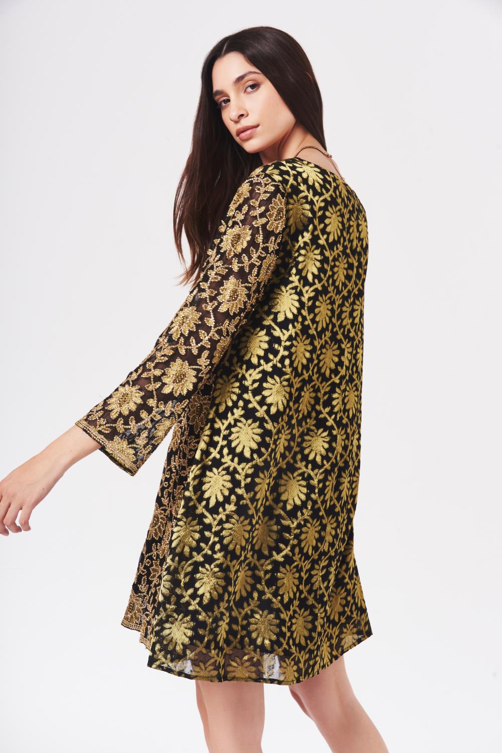 vestido flower gold