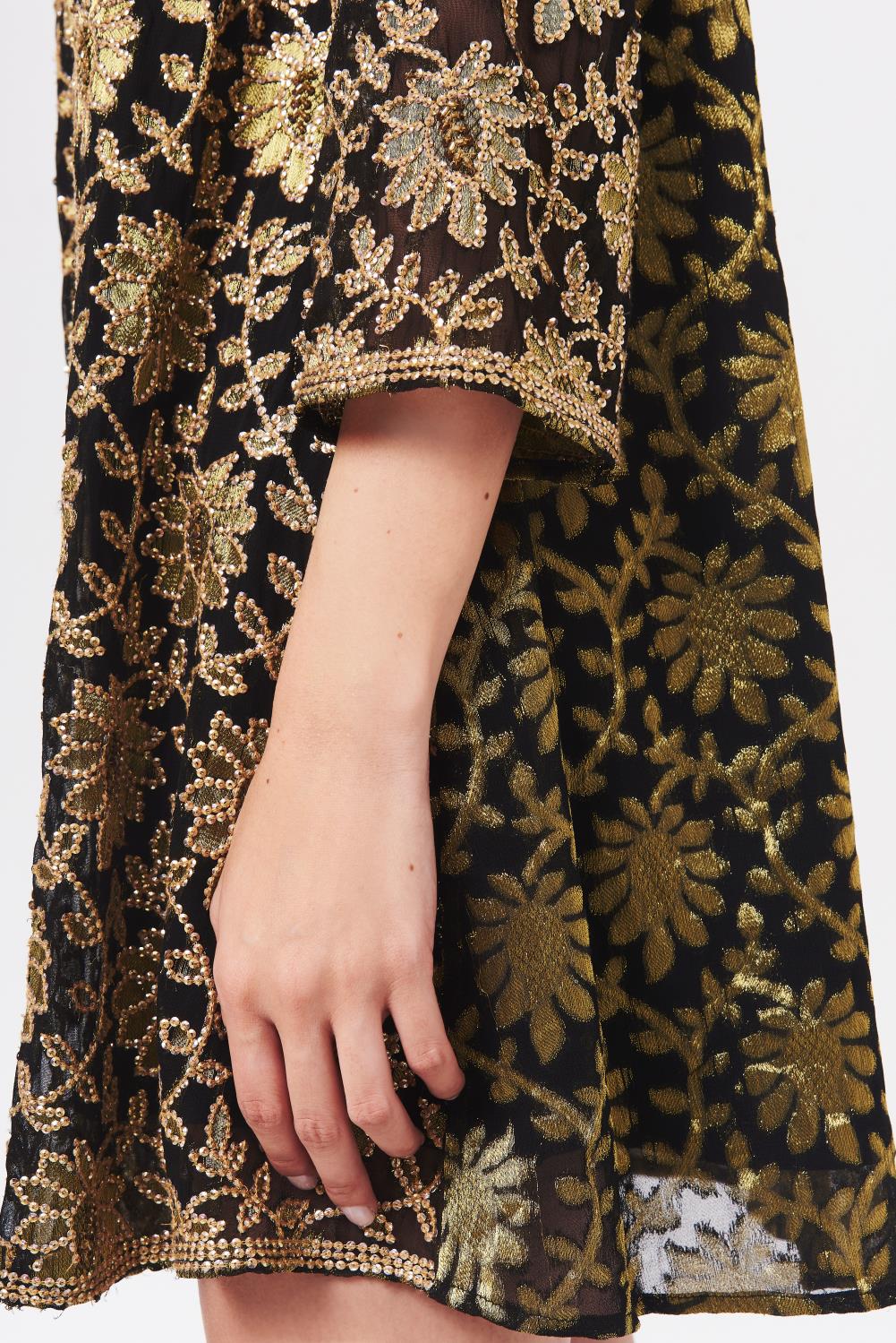 vestido flower gold