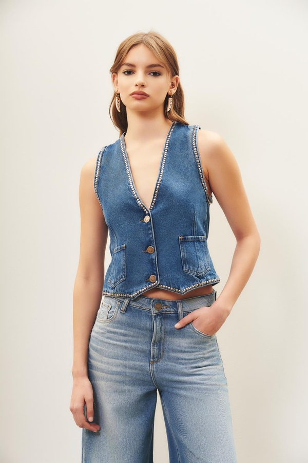 chaleco rock denim