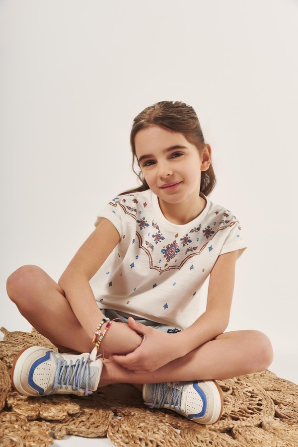 polera block flowers girls