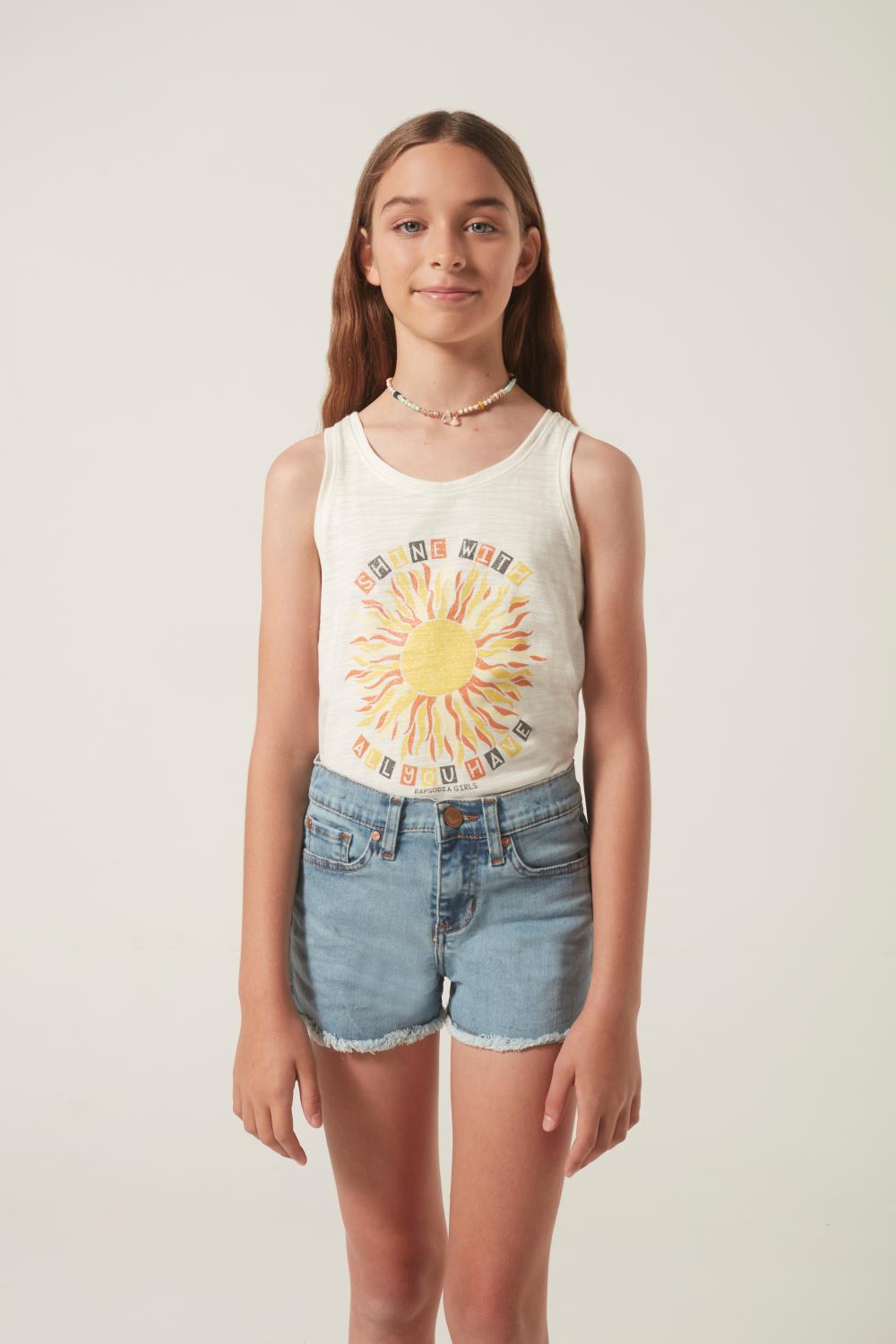 short denim fringe girls