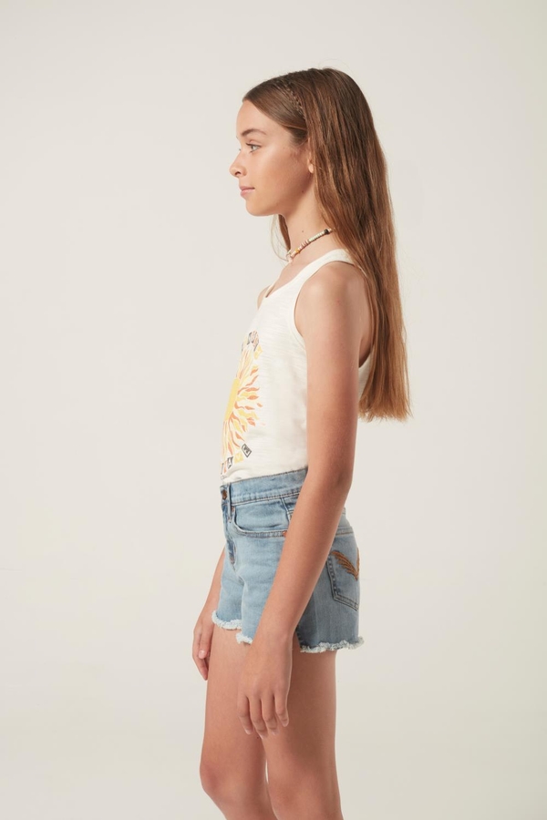 short denim fringe girls