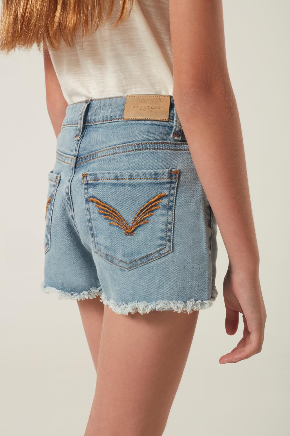 short denim fringe girls