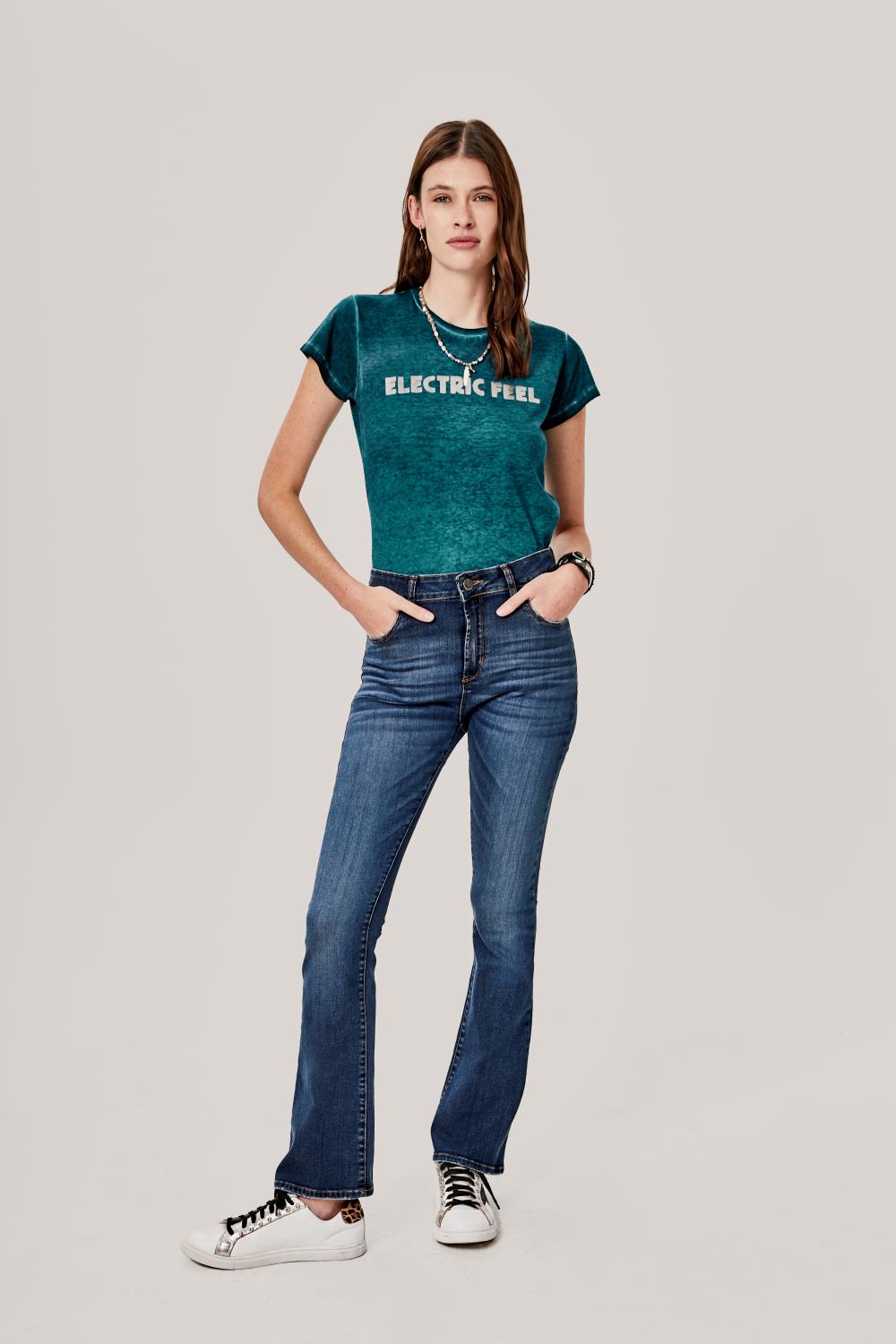 Jean Flare High Rise Deep Blue