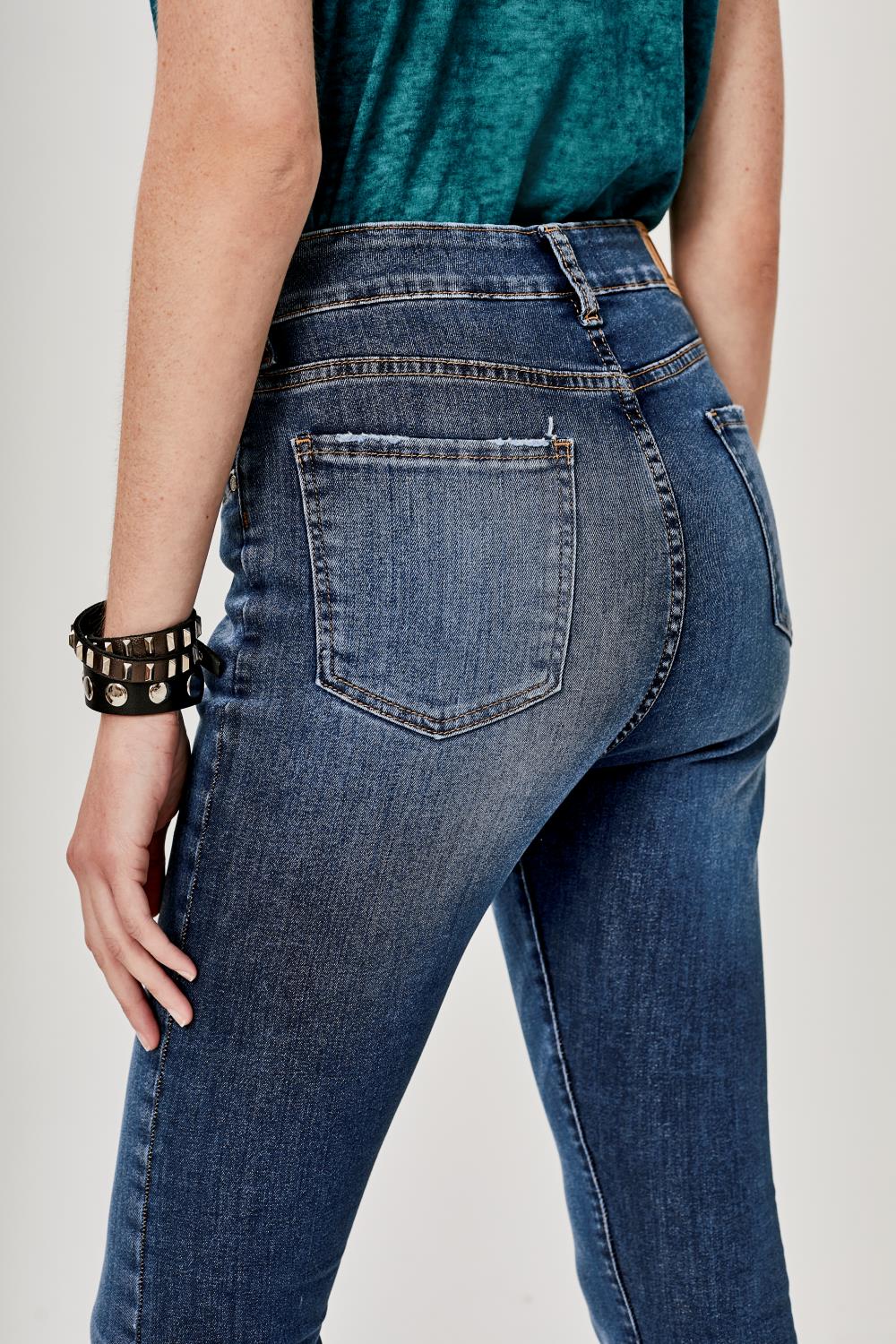 Jean Flare High Rise Deep Blue