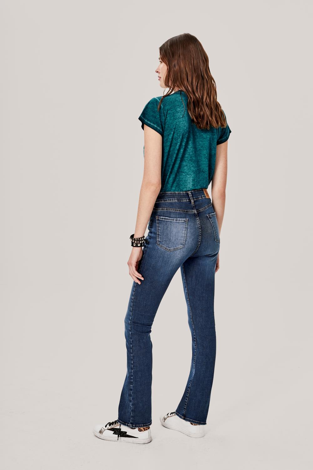 Jean Flare High Rise Deep Blue